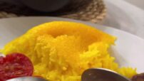 طرز تیه کته زعفرانی با برنج معطر گیلان